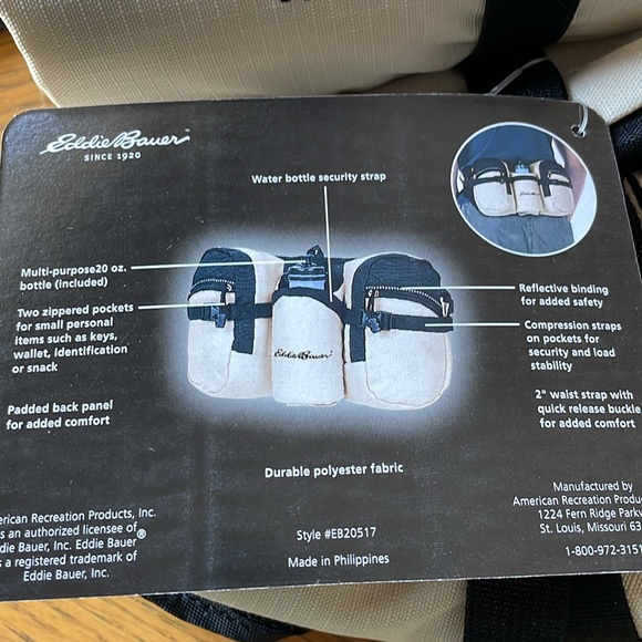 Eddie Bauer Hydration Pack Waist Pack w/ Water Bottle NEW - Picture 2 of 4